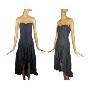 Gunne Sax Jessica McClintock mermaid‎ dress black taffeta strapless party dress